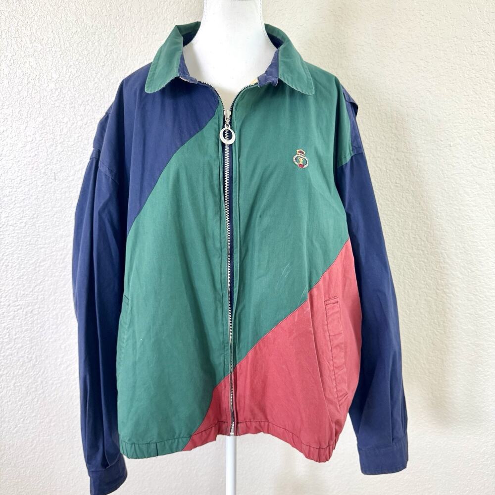 Vintage Regatta Sport Jacket XL Colorblock Cotton Full Zip Nautical Preppy Coat